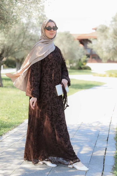 Nissra فستان أنكانور بأكمام راجلان مطبوع بالفرو 145 سم ANKA264030