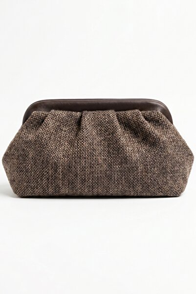 LuviShoes VIEL Kahverengi Hasır Dokulu Kadın Clutch Çanta