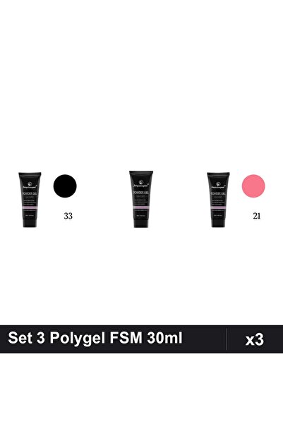 FSM Set 3 Polygel 30ml - Nr.33, Nr.01 CLEAR, Nr.21 - Constructie Unghii