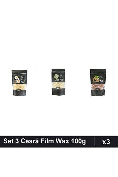 global fashion Set 3 Ceară Epilare Film Wax 100g - Mușețel, Ciocolată Albă, L...