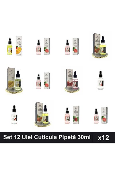 global fashion Set 12 Ulei Cuticula Pipetă 30ml - Arome Fructe - Ingrijire Un...