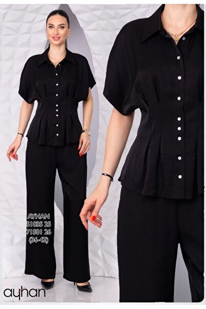 AYHAN Viscose Suit with Side Pockets and Elastic Waist
