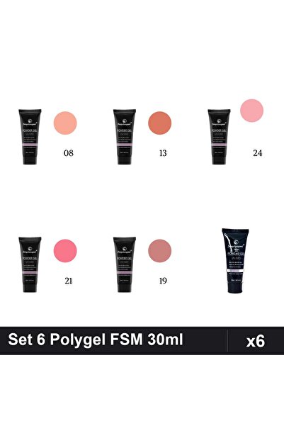FSM Set 6 Polygel 30ml - Nr.08, Nr.13, Nr.19, Nr.21, Nr.23, Nr.24