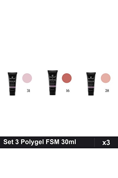 FSM Set 3 Polygel 30ml - Nr.31, Nr.16, Nr.28 - Constructie Unghii