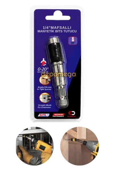 DepoMega Mafsallı Manyetik Bits Tutucu Dar Alan Vidalama Adaptörü Oynar Başlı