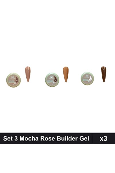 global fashion Set 3 Mocha Rose Builder Gel 15g - Nr.04 Nr.05 Nr.07