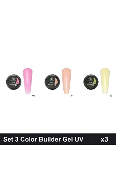 global fashion Set 3 Color Builder Gel UV 15g - Nr.06 Nr.11 Nr.02