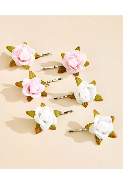 REDTAG Girls Assorted Floral Hair Clip 6 Piece Set