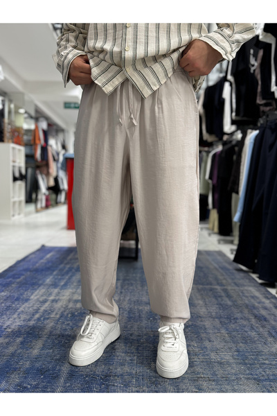 BYBASICMAN Bež tencel tkanina, uske široke pantalone JJ-204
