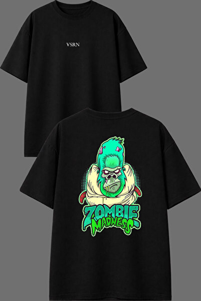 VSRN Μπλουζάκι Gorilla Zombie Design με στάμπα μπροστά και πίσω, μαύρο, overs...
