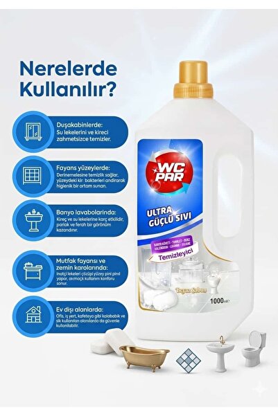 Walent Wcpar 1000 GR 3 Adet Ultra Güçlü Sıvı Pembe Düşler Fresh Beyaz Sabun Kokulu Duşakabin Derz Fayans Klozet Temizleyici Sihirli Su Deneme Paketi