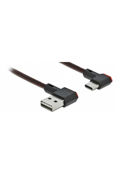 DELOCK USB-A 2.0 Stecker < USB-C Stecker gewinkelt 0,5m SW