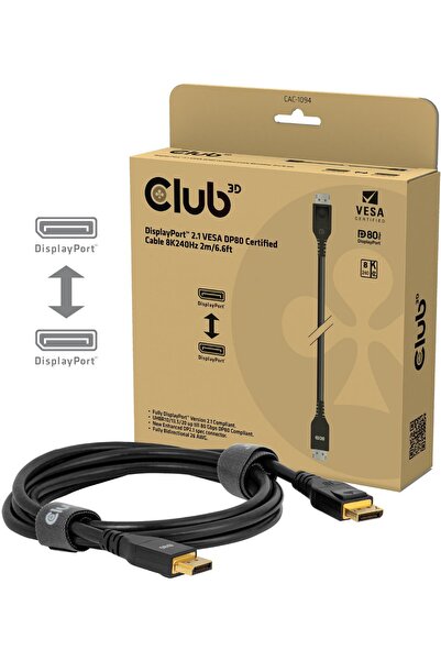Club 3D Club3D Cablu DP 2.1 certificat DP80 2m 10K/8K/4K St/St retail
