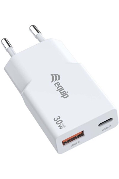 EQUIP Încărcător cu 2 porturi USB-C PD3.0/USB-A GaN Subțire 30W