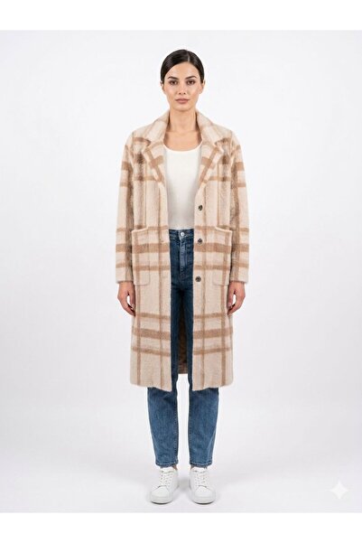 DAY BY DAY Women's Stylish Long Brown Combo Winter Plaid Jacket (Free Size)