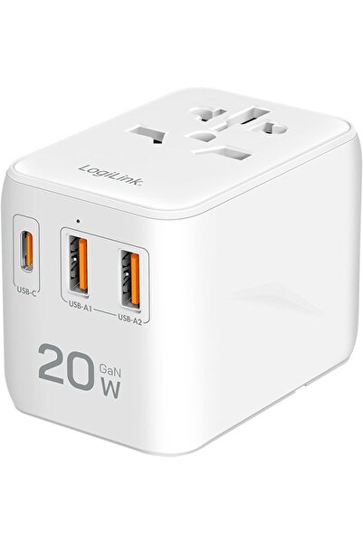LogiLink Încărcător de rețea portabil PA0356 USB GaN, 20 W, 4 porturi (PD), alb