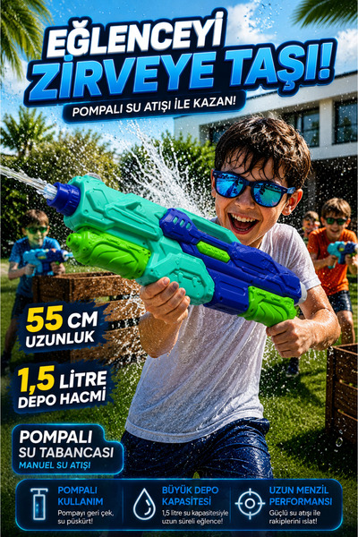 Su Tabancası Pompalı 55cm Mega Boy