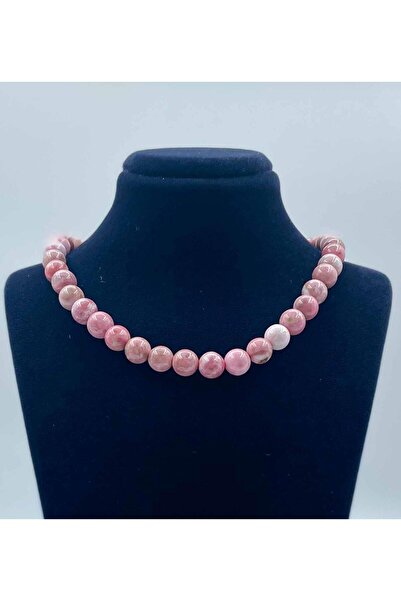 LADIN DOGALTAŞ Rhodonite Natural Stone Necklace 8 Mm Sphere Cut