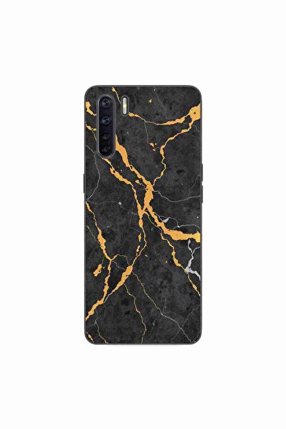OEM Husa compatibila cu Oppo A91 Silicon Gel Tpu Model Noir Gold Marble