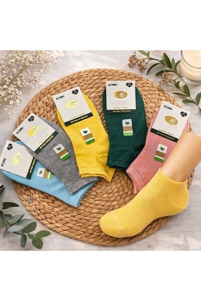 your trend socks 12 Çift Kadın Dikişsiz Bambu Patik Çorap, Terletmeyen, Kokusuz, Pamuklu Çorap - Mevsimlik - Karışık Renk