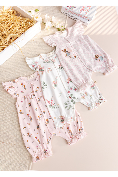 Babymod Triple 100% Cotton Summer Baby Girl Romper