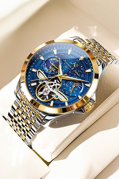Kronen & Söhne KS7009 Day Night Tourbillon Mekanik Otomatik Erkek Gold Kol Saati