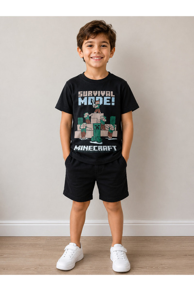 Kinora Kids Minecraft Baskılı Erkek Çocuk Tişört 3-10 Yaş