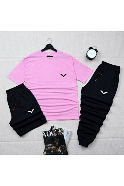 x-compass life Men Women Oversize 3-Piece Set T-Shirt Shorts Sweatpants Combi...