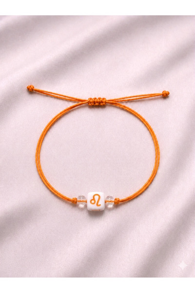 Femenino Leo Zodiac Sign Orange Rope Adjustable Handmade Bracelet