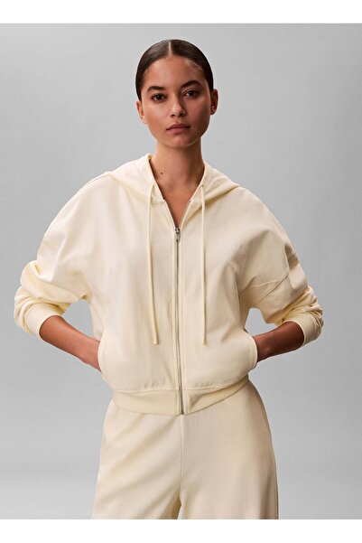 Calvin Klein Sarı Kadın Sweatshirt FULL ZIP SWEAT HOODIE