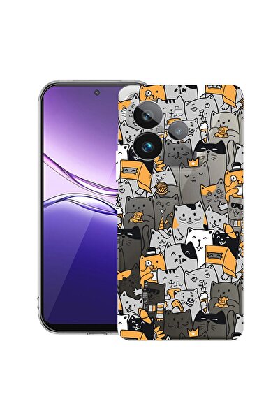 bestcase Калъф за Realme GT 7 Pro с дизайн на котешки мотиви, прозрачен тънък...