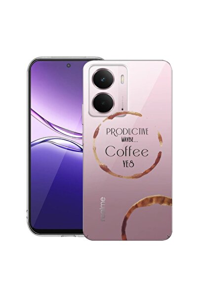 bestcase Калъф за Realme P3 с дизайн Кафе, Прозрачен тънък силиконов, Удароус...