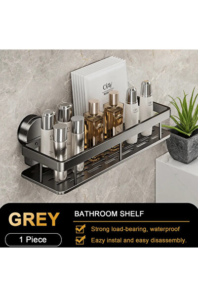 Choice 1PCS Grey G3971A Suction Cup Bathroom Shelf No Drill Wall Mounted Sham...