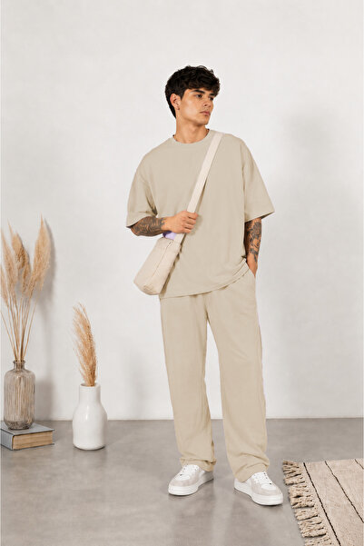 YAKAMEL Erkek Yeni Sezon Oversize Premium Tişört Pantolon Kombin