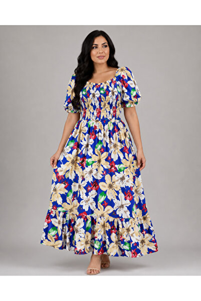 OEM Rochie maxi, elastica, bust smock maxim 130 cm, potrivita S-XXL, imprimeu...