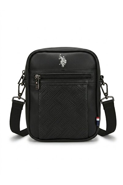 U.S. Polo Assn. حقيبة كروس للرجال من الجلد الأسود طراز PLHEY26077