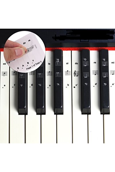 happypotam Piyano Tuşları Için Siyah beyaz Nota Sticker Etiketi Aksesuarı 37-49-54-61-88 Tuşlara Uygun