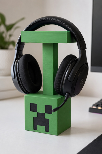 GAME SHOT Minecraft Creeper Kulaklık Standı 3D Baskı Gaming Kulaklık Tutucu