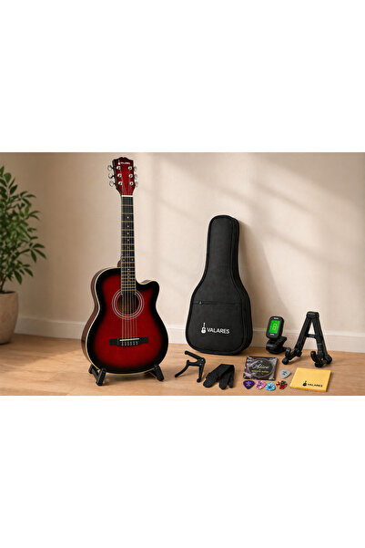 valares QA2022-41C Kırmızı Cutaway Akustik Gitar (Sap Ayarlı Köşe Korumalı)HE...