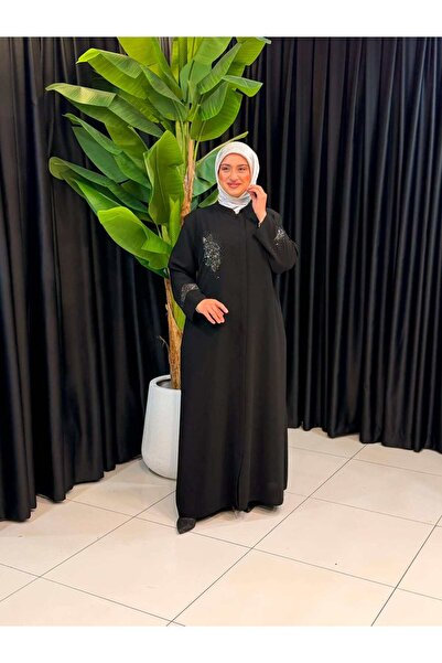 Butik büyük beden Göğsü Kolu Taşlı Battal Ferace