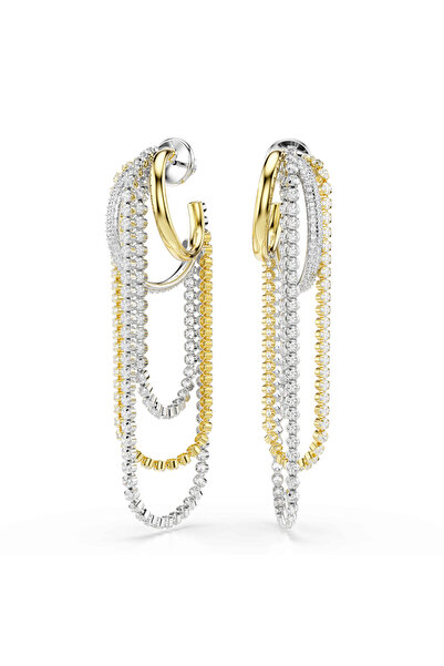 Swarovski Hyperbola Küpeler, Üst üste takılmış, Yuvarlak kesim, Beyaz, Karışı...