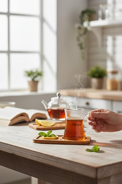 ALBETTO 4 Piece Presentation Mug Set with Bamboo Tray, 180ml Mug