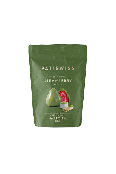 Patiswiss Matchalı Beyaz Çikolata Kaplı Çilek Draje, 80G