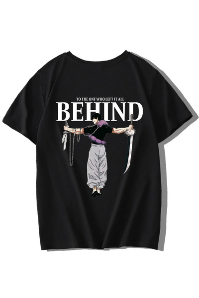 BRZ KIDS Unisex Kids Behind Anime T-Shirt (Black)