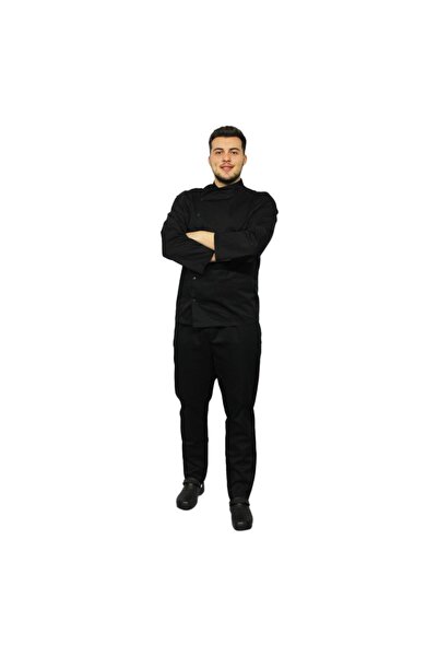 RUNI Black long-sleeved tunic-type chef uniform