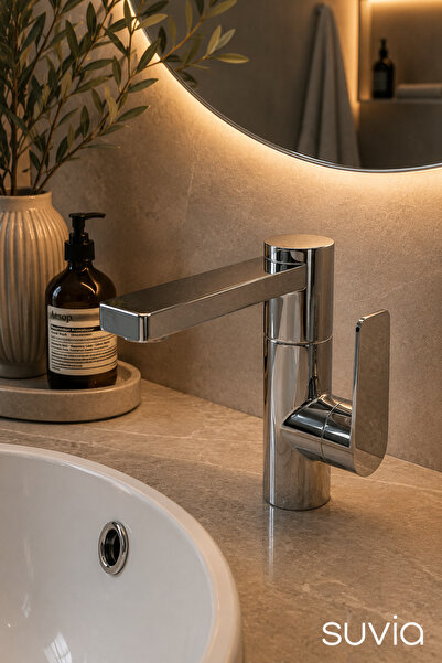 SUVİA Chrome Sink Faucet 360 °   Swivel Single Handle Bathroom Sink Faucet Mo...
