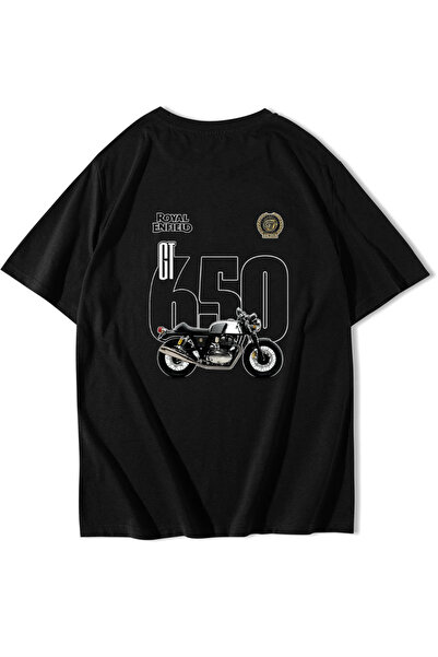 BRZ COLLECTION Unisex Oversize Royal Enfield Gt 650 T-Shirt (Black)