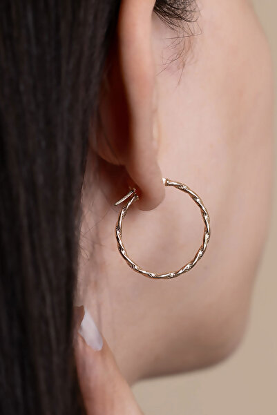 Bayar Gold 14 Ayar Altın Burgu Halka Küpe 2.5 cm