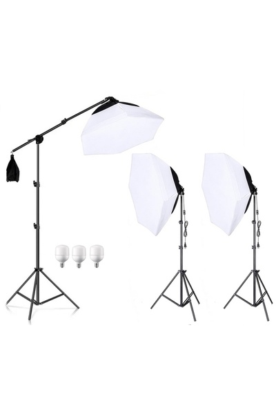 AZT 3 lü Ürün Reklam Moda Makyaj Canlı Yayın Stüdyo için 70cm Octagon Softbox...