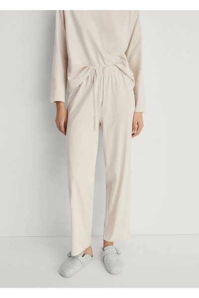 MANGO Woman Two-Piece Cotton Plain Design Pajamas